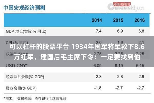 可以杠杆的股票平台 1934年国军将军救下8.6万红军，建国后毛主席下令：一定要找到他