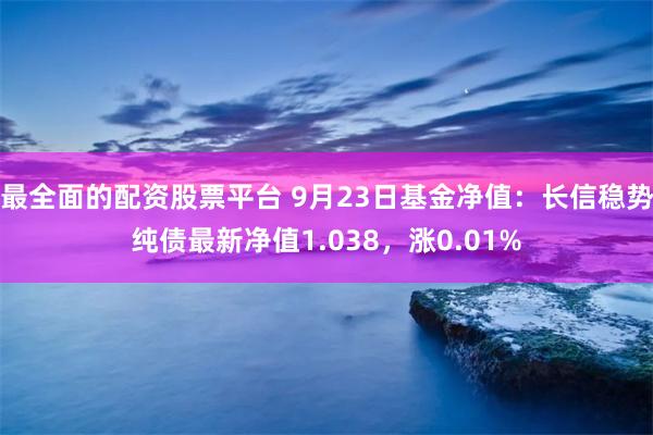 最全面的配资股票平台 9月23日基金净值：长信稳势纯债最新净值1.038，涨0.01%