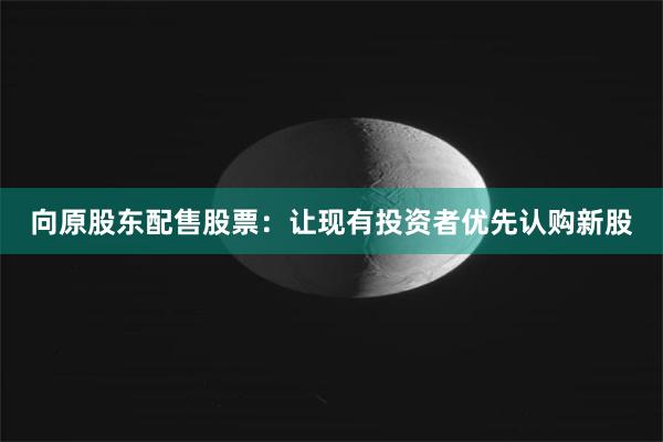 向原股东配售股票：让现有投资者优先认购新股