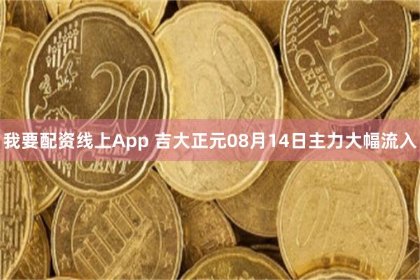 我要配资线上App 吉大正元08月14日主力大幅流入